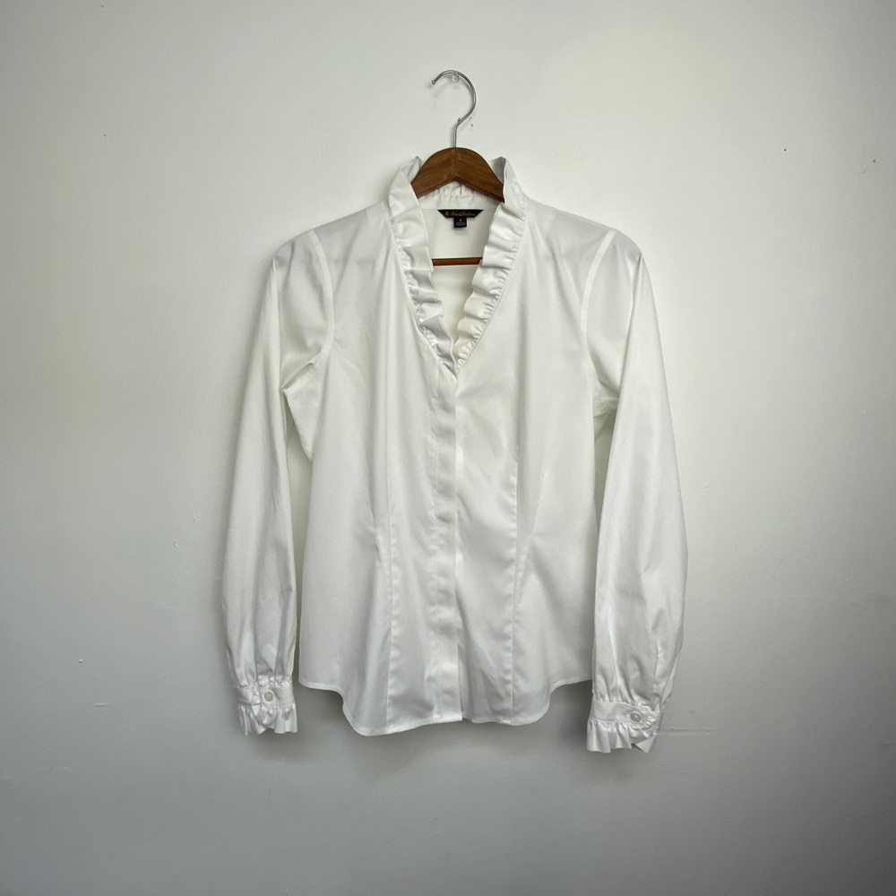 Eddie Bauer Ruffle Neck Blouse